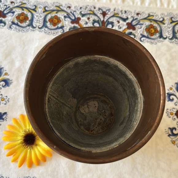 🌺 Pottery Barn; VINTAGE Copper Medium Vase w/ Galvanized Steel Waterproof Lining - Picture 3 of 9